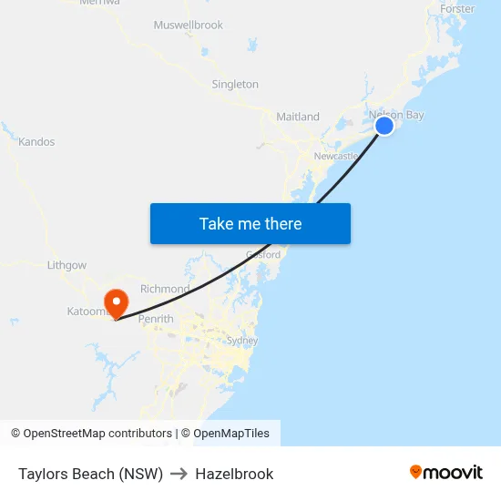 Taylors Beach (NSW) to Hazelbrook map