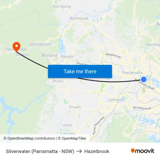 Silverwater (Parramatta - NSW) to Hazelbrook map