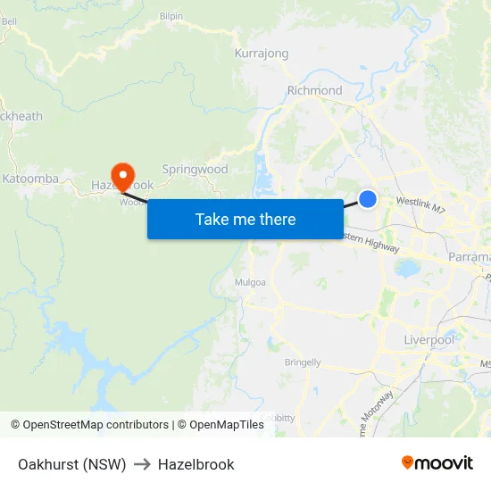 Oakhurst (NSW) to Hazelbrook map