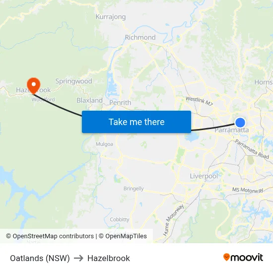 Oatlands (NSW) to Hazelbrook map