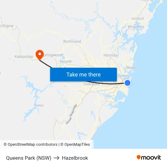Queens Park (NSW) to Hazelbrook map
