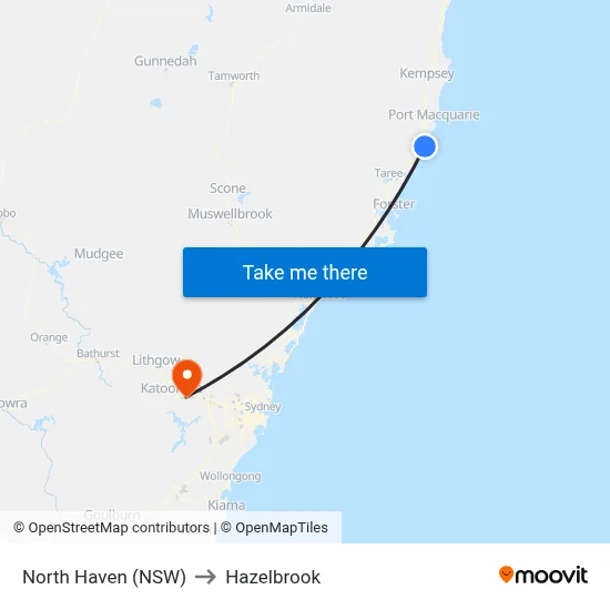 North Haven (NSW) to Hazelbrook map