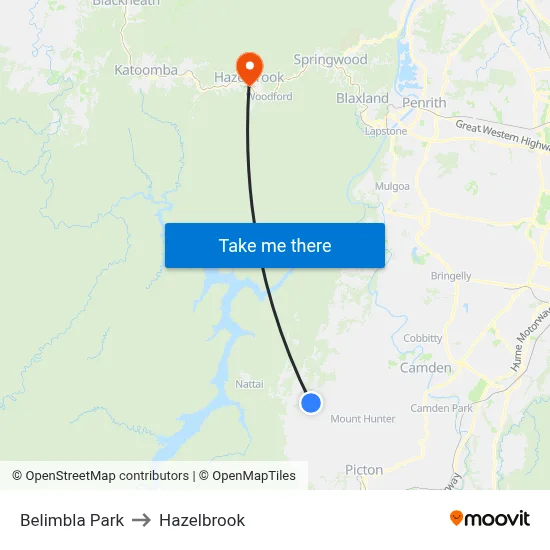 Belimbla Park to Hazelbrook map