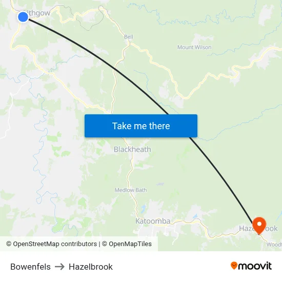Bowenfels to Hazelbrook map
