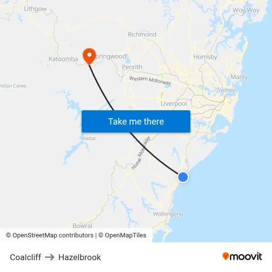 Coalcliff to Hazelbrook map