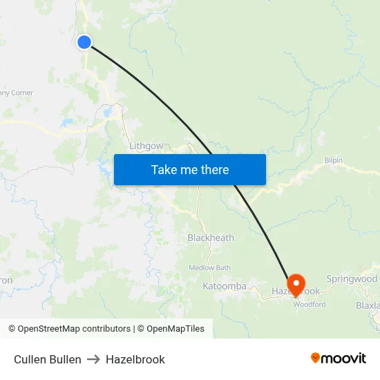 Cullen Bullen to Hazelbrook map