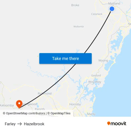 Farley to Hazelbrook map