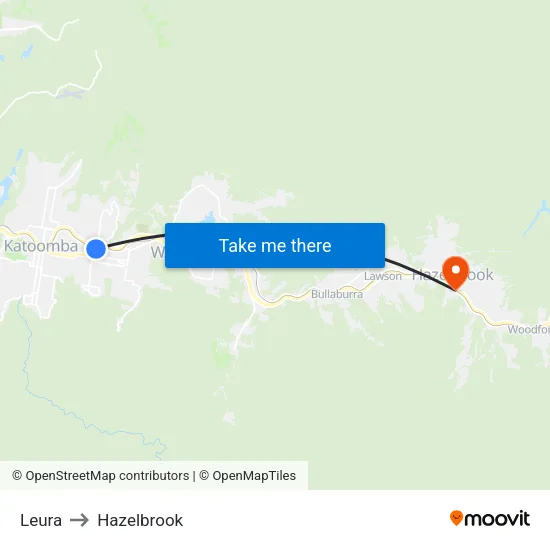 Leura to Hazelbrook map