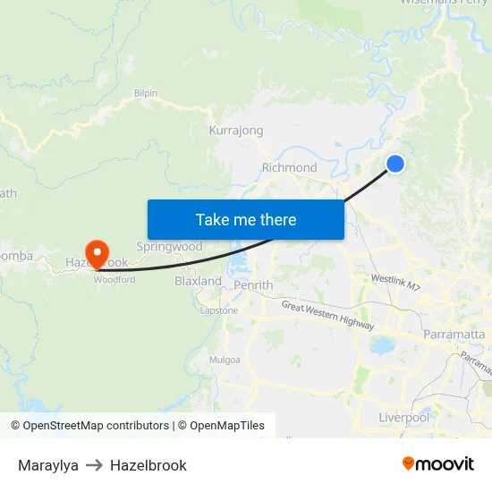Maraylya to Hazelbrook map