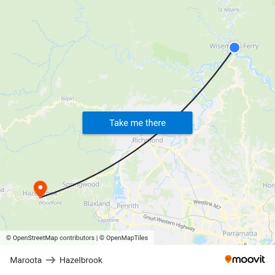 Maroota to Hazelbrook map