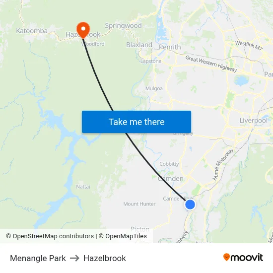 Menangle Park to Hazelbrook map
