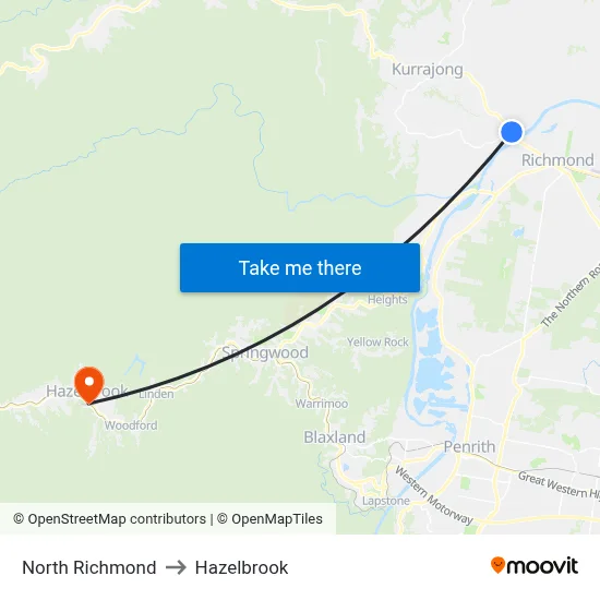 North Richmond to Hazelbrook map
