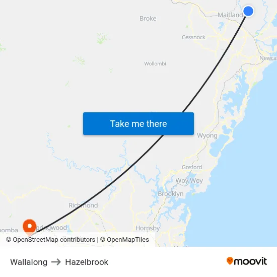 Wallalong to Hazelbrook map