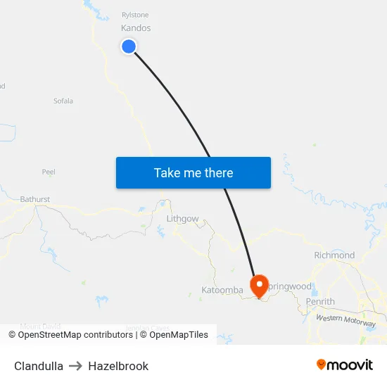 Clandulla to Hazelbrook map
