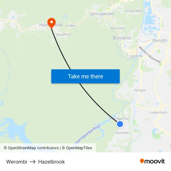 Werombi to Hazelbrook map