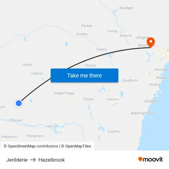 Jerilderie to Hazelbrook map