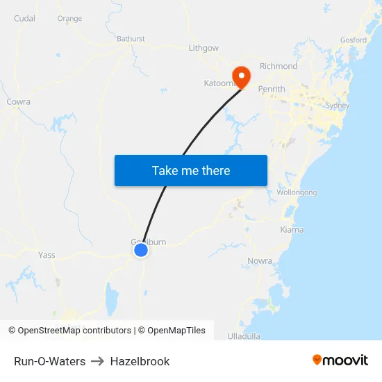 Run-O-Waters to Hazelbrook map