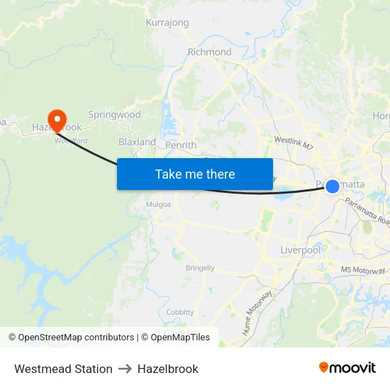 Westmead Station to Hazelbrook map