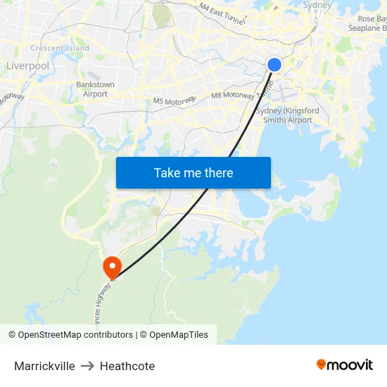 Marrickville to Heathcote map