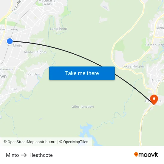 Minto to Heathcote map