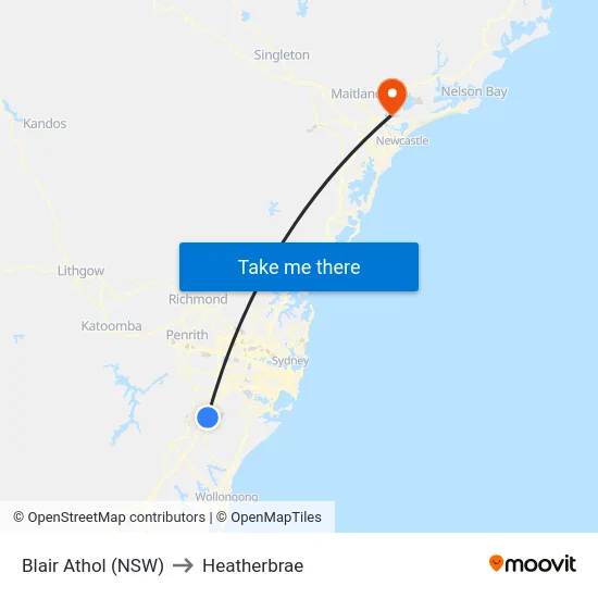 Blair Athol (NSW) to Heatherbrae map