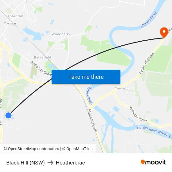 Black Hill (NSW) to Heatherbrae map