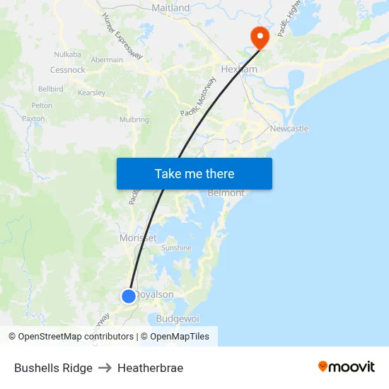Bushells Ridge to Heatherbrae map