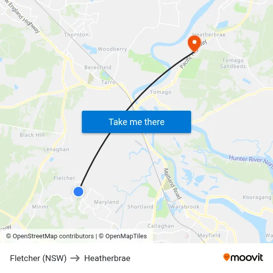 Fletcher (NSW) to Heatherbrae map