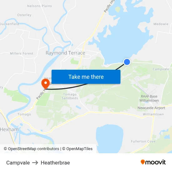 Campvale to Heatherbrae map