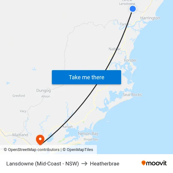 Lansdowne (Mid-Coast - NSW) to Heatherbrae map