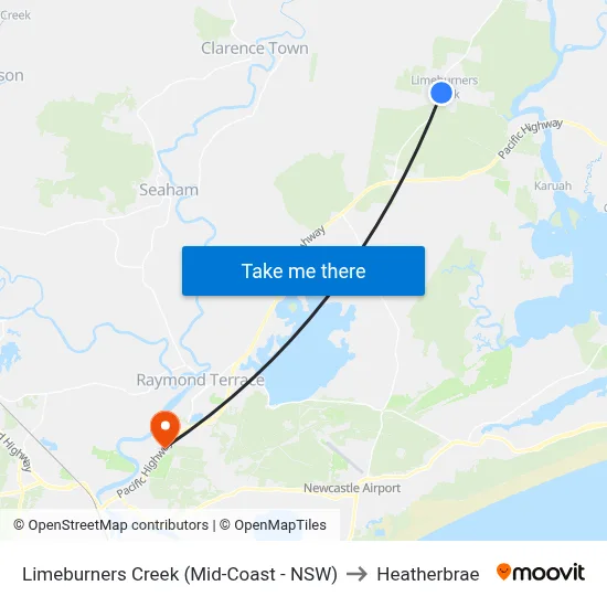 Limeburners Creek (Mid-Coast - NSW) to Heatherbrae map