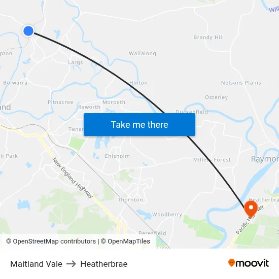 Maitland Vale to Heatherbrae map