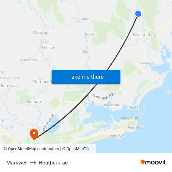 Markwell to Heatherbrae map