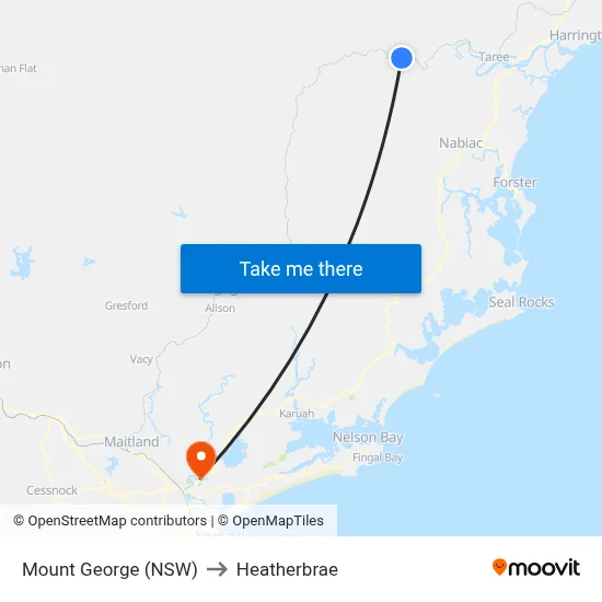 Mount George (NSW) to Heatherbrae map