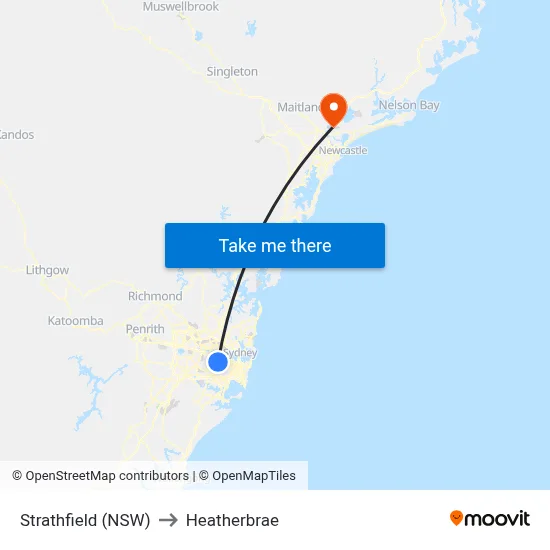 Strathfield (NSW) to Heatherbrae map