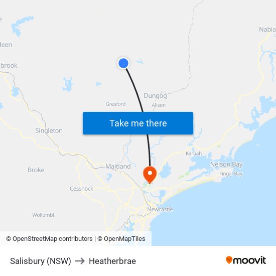 Salisbury (NSW) to Heatherbrae map