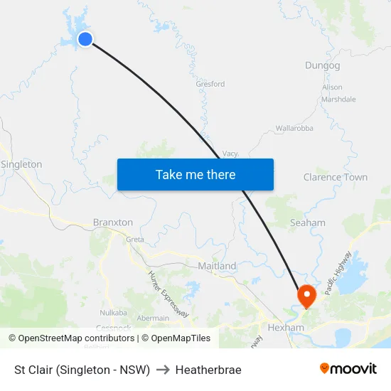 St Clair (Singleton - NSW) to Heatherbrae map