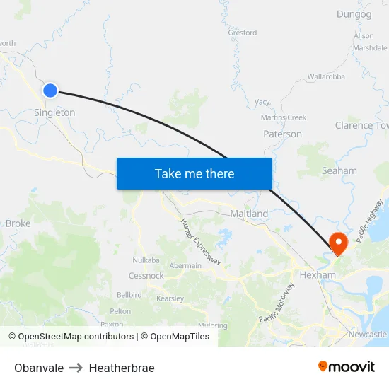 Obanvale to Heatherbrae map