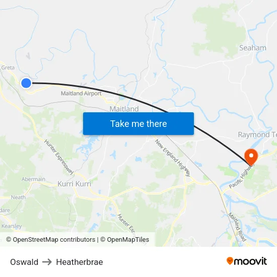 Oswald to Heatherbrae map