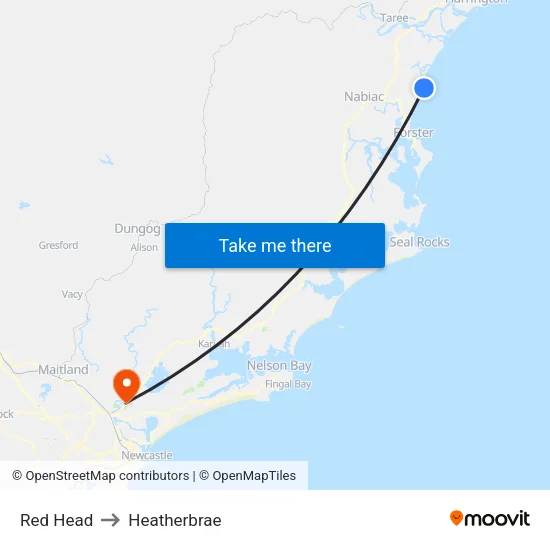 Red Head to Heatherbrae map