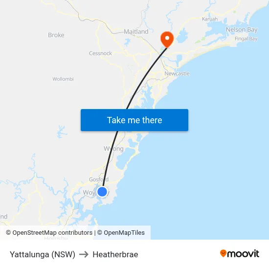 Yattalunga (NSW) to Heatherbrae map
