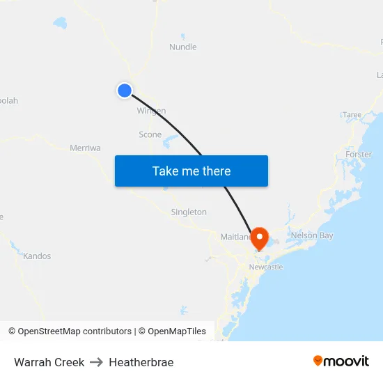Warrah Creek to Heatherbrae map