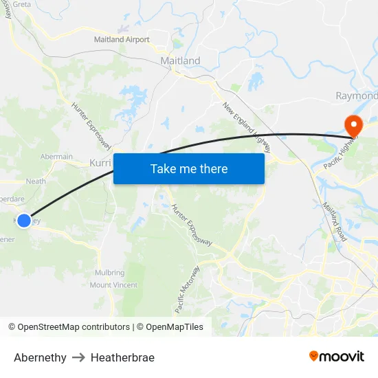 Abernethy to Heatherbrae map