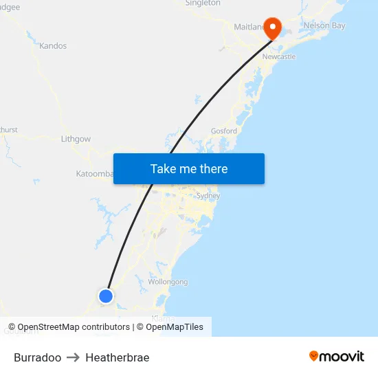 Burradoo to Heatherbrae map