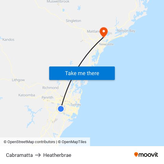 Cabramatta to Heatherbrae map