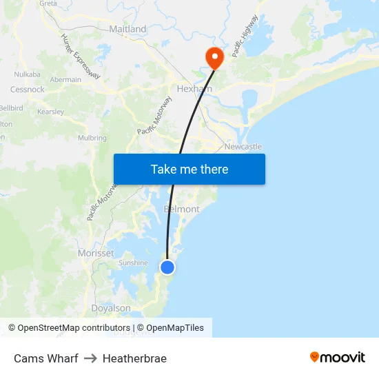 Cams Wharf to Heatherbrae map