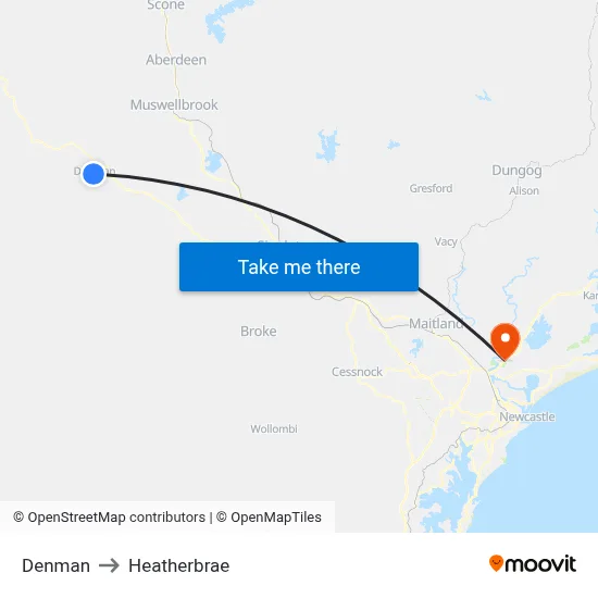 Denman to Heatherbrae map