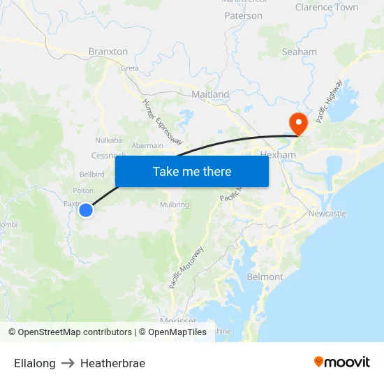 Ellalong to Heatherbrae map