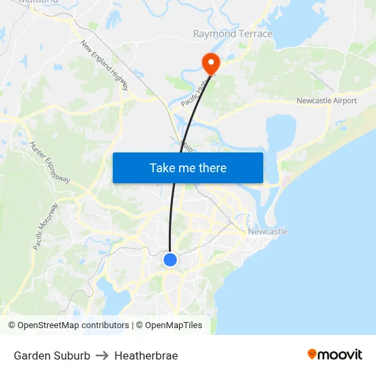 Garden Suburb to Heatherbrae map
