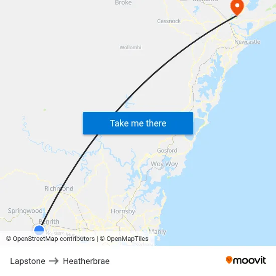 Lapstone to Heatherbrae map